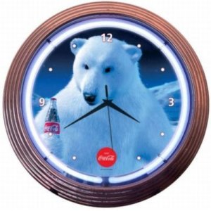 画像1: COCA-COLA POLAR BEAR NEON CLOCK コカ・コーラ ネオンクロック 白くま